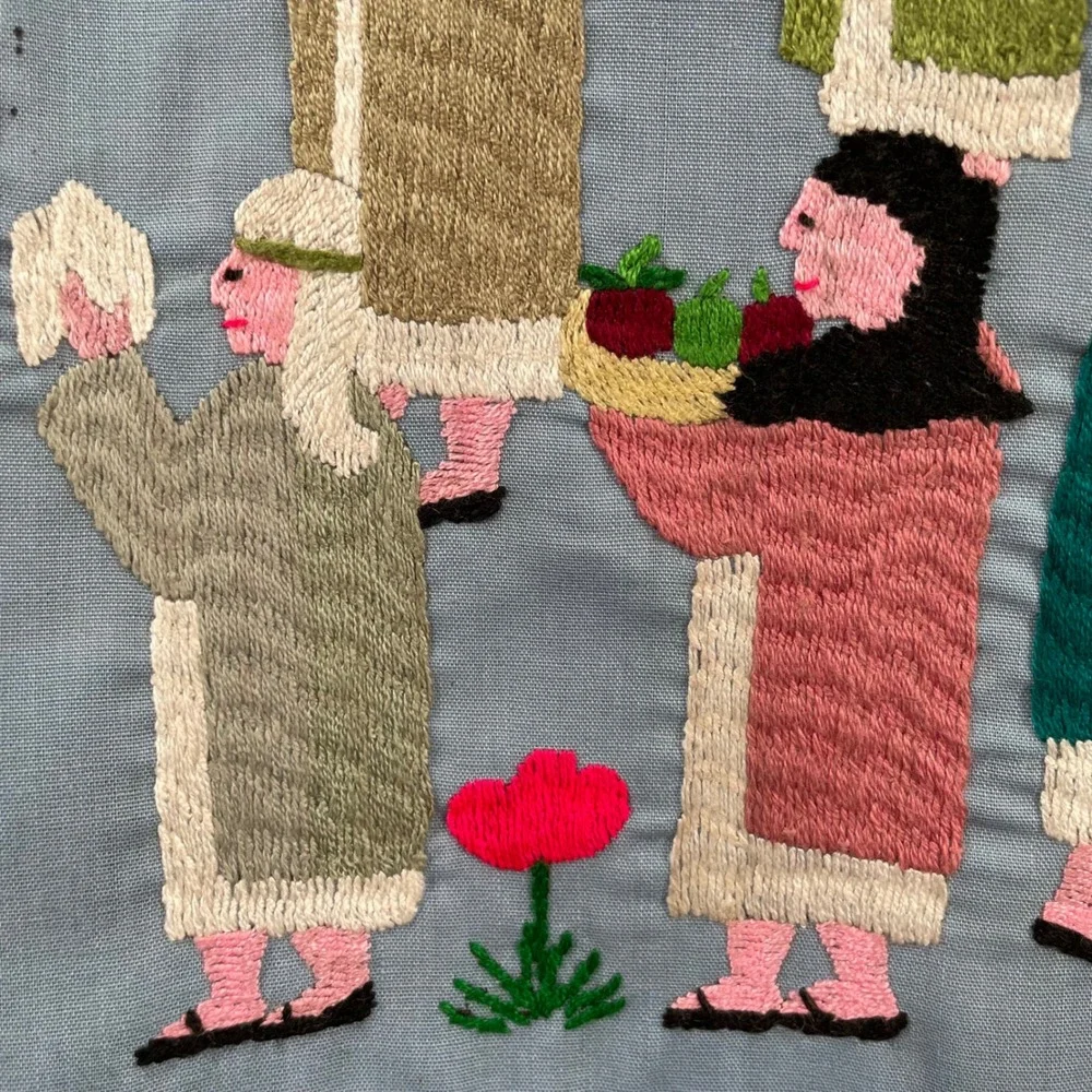 VTG‎ Hmong Story Cloth Embroidered Textile Wall Hanging Religious Nativity Folk
